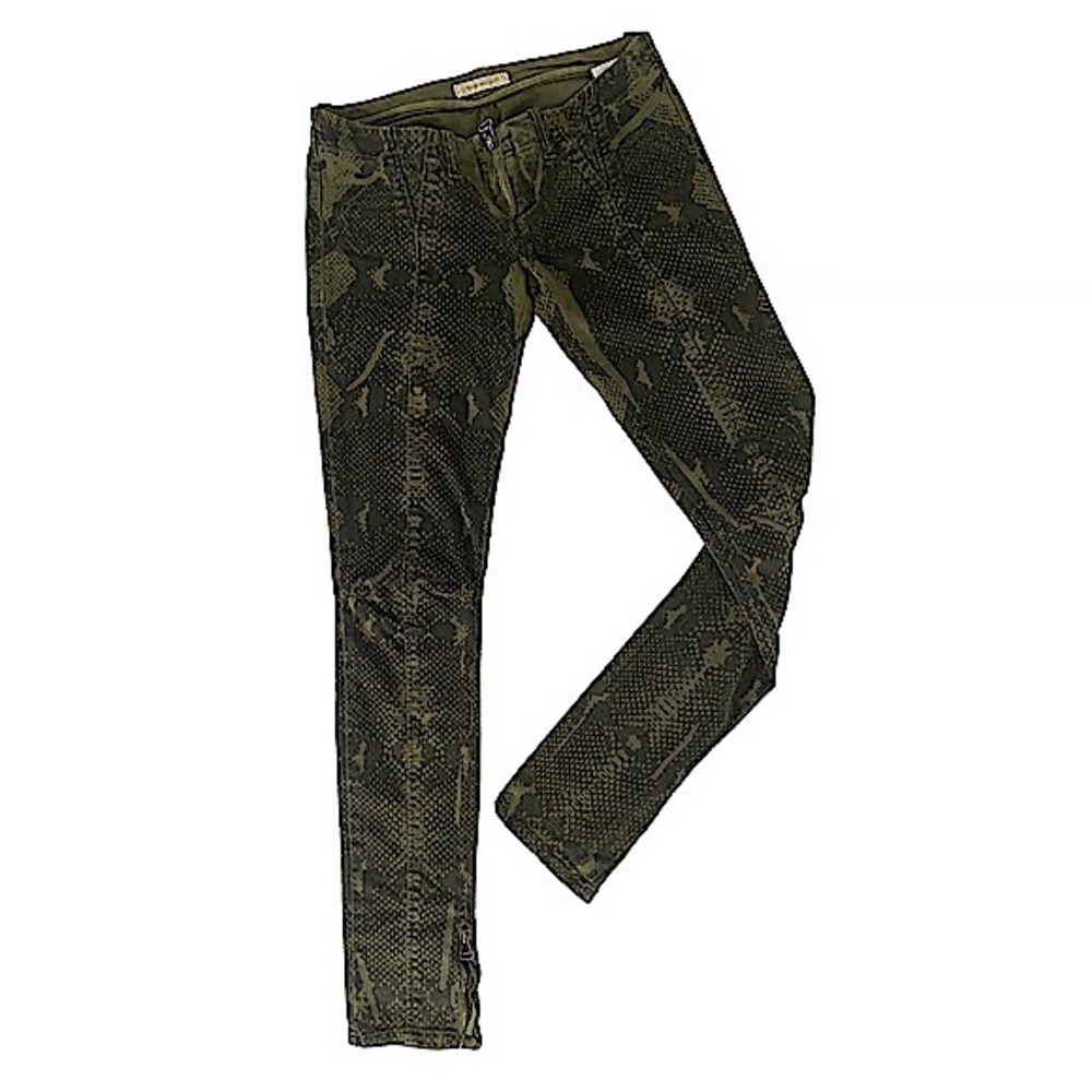 Balmain Snakeskin Skinny Jeans Size 29 Low Waist Stretch Fit Jeggings Ankle Zip
